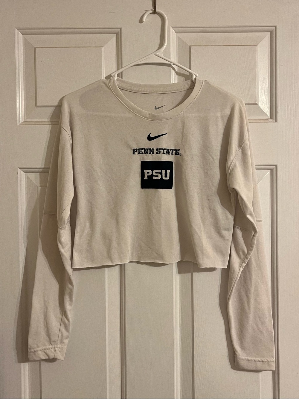 Nike White Penn State University PSU Long-Sleeve Cropped Top XS